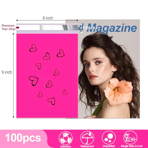 JinRuiKJ Thank You Poly Mailers 6x9 Inch, 100 PCS, Rose Red - Image 2