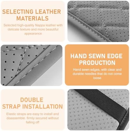 Car Center Console Pad, Leather Car Armrest Box Pad Cover, Vehicle Armrest Protector Cushion with 2 Storage Bags, Universal Arm Rest Pad for Car Interior Accessories Protect (Gray) - Image 6