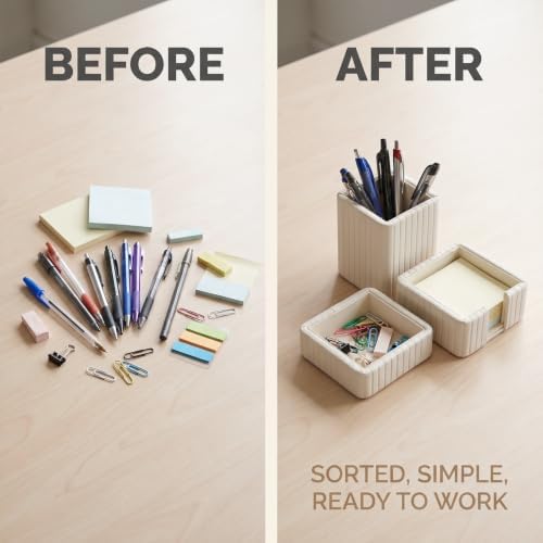 3 Pack Desk Organizer Set of Pen Holder,Paperclip Storage Sticky Note Holde - Image 5