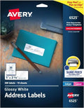 Avery Address Labels, Sure Feed and Easy Peel Technology, Glossy White Labels, 1" x 2-5/8", Permanent Adhesive, Laser/Inkjet, 300 Total (6525) (Pack of 5) by Avery