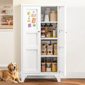 Yizosh Metal Storage Cabinet with Doors and 3 Adjustable Shelves - 47" White Kitchen Pantry Storage Cabinet Locker for Kitchen,Living Room,Dining Room by Yizosh