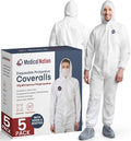 Medical Nation Hazmat Suits Disposable | Pack of 5 | Protective Coveralls with Attached Hood and Boots | Heavy Duty Full Body Painters Suit for Adults - Breathable & Water Resistant | Extra Large by MEDICALNATION