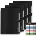 SKYDUE Expanding File Folders with Labels,8 Pockets Accordion File Organizer, Portable Document Paper Organizer, A4 Letter Size Filing Folder for Office, Pack of 4, Black by SKYDUE