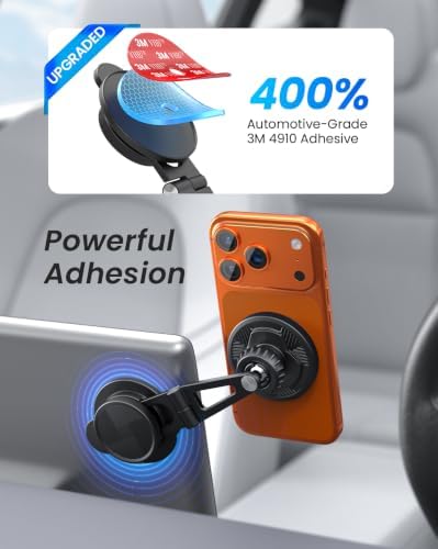 LOXP Aluminum Tesla Phone Mount [Strong Magnet & Hidden] 360°Rotation Foldable Tesla Phone Holder for iPhone/Android, Phone Holder for Tesla, Tesla Accessories for Model Y Model 3/S/X/Cybertruck - Image 3