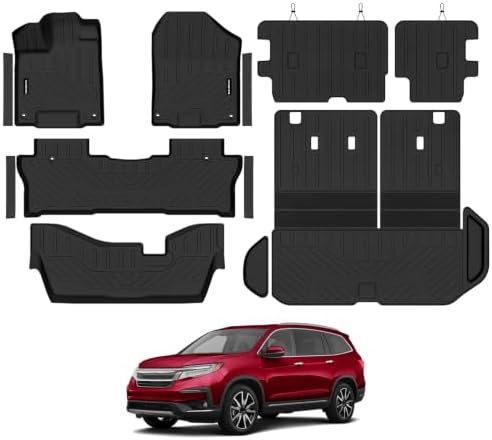 Naibeve Floor Mats for 2016-2022 Honda Pilot 8 Seats (Bench Seat) by NAIBEVE-USA