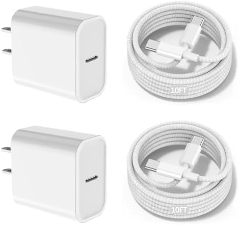 10FT Fast iPad Charger,iPad Charger Fast Charging 2Pack Wall Chargers Plug Adapter Woven Type C USB C to C Cable Cord for iPad Pro 13/12.9/11/,iPad Air 6/5th,i-Pad mini 6/A17 Pro,i-Pad 10/11th(A16) by Unknown