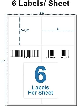 Address Labels, 3-1/3"x4 Shipping Address Labels for Inkjet & Laser Printers, Mailing Labels Compatible with 5164, 5264 and 8164 Labels, Easy to Peel (150 Labels, 25 Sheets) - Image 2