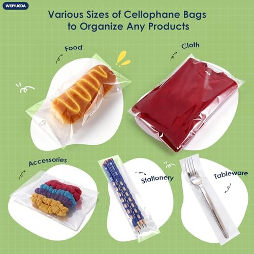 9x12 IN Clear Self Sealing OPP Cellophane Bags, 50 Pcs, Large Plastic Bags for Gifts, Food Packaging, Clothing, Apparel & Garment Storage - Image 7