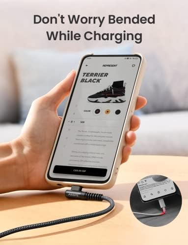 AINOPE USB C Cord 3.1A Fast Charge, [2-Pack, 6.6ft] Type C Charging Cable Right Angle, Resistant Nylon Braided USB-A to USB-C Charge Compatible Galaxy S10 S9 S8 Plus S21, V30,V20,G6, Type C Charger - Image 3