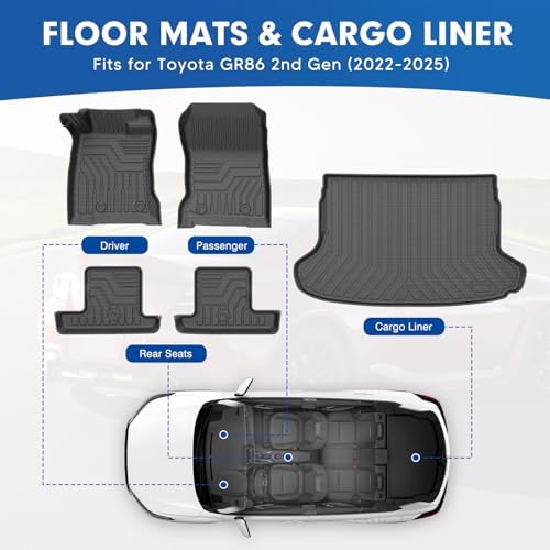 Mixsuper Floor Mat & Cargo Liner for Toyota GR86 2022-2026 - Image 2