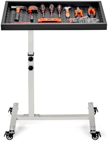 OLBRUS Adjustable Work Table, Mechanic Rolling Tool Tray Table, Gray by OLBRUS