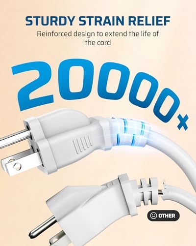 DEWENWILS Short Extension Cord 1FT, AWG16/3, White, UL Listed, 4 Pack - Image 5