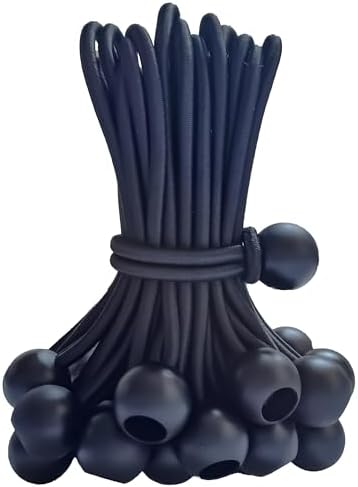30-Piece Ball Bungee Cords, the Size of Bungee Cords with Balls: 9 ", UV Resistant, Antioxidant, Secure Tie Down. (30, Black 9") by Yelier
