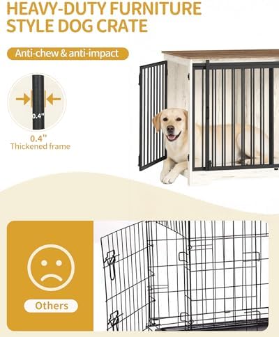 Hzuaneri 43.3" XL Dog Crate Furniture Indoor Dog Kennel with Barn Door - Image 5