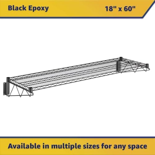 4 Pack 18" x 60" Black Epoxy Wire Wall Shelf, NSF Heavy Duty Commercial Wall Mounted Storage Rack, Industrial Shelving for Garage, Warehouse - Image 3