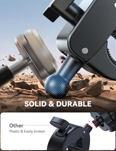 JOYROOM Motorcycle Phone Mount Holder - [Dual Vibration Dampener] 150mph Anti-Shock Phone Holder for Motorcycle [Upgrade Handlebar Clamp] - Bicycle Bike Phone Holder Mount for 4.7-7" Cell Phones - Image 4