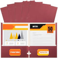 Better Office Products Two Pocket Portfolio Folders, 50-Pack, Burgundy, Letter Size Paper Folders, 50 Pieces, Burgundy by BetterOfficeProducts