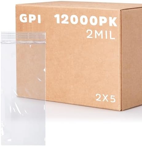 2" x 5" Small Zip Bags, 12000 Pack, 2 Mil, Reclosable Jewelry Bags, GPI by GPI