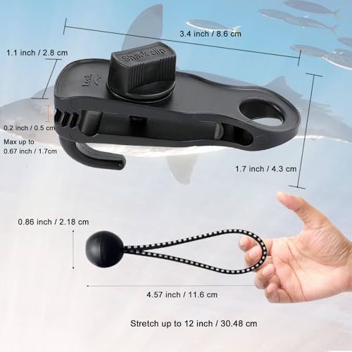 Tarp Clips Clamps Heavy Duty Lock Grip with Bungee Cords, Shark Shade Cloth Backdrop Tent Large Clip with Hook Accessories for Garden Outdoor Pool Cover Tarp Tie Downs Canvas Solar RV Awning - Image 2