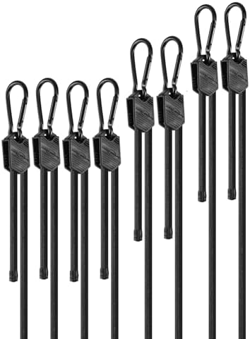 48" 60" 80" Black Adjustable Carabiner Bungee Cords with Hooks, 8 Pack by LuckyStraps