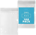 4" x 5" Clear Zip Bags, 100 Count, 2 Mil, Reclosable Jewelry Bags, GPI by GPI
