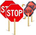 2 Pack 13” x 13”Handheld Stop Slow Sign, Crossing Guard Signs by Estleys