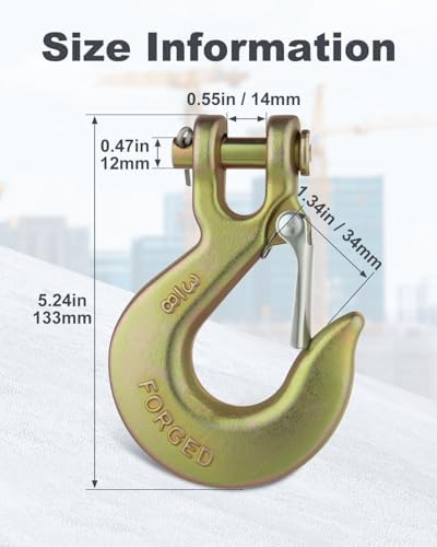 4 Pack 3/8" Clevis Slip Hook with Safety Latch Grade 70 18,000 Lb - Image 5