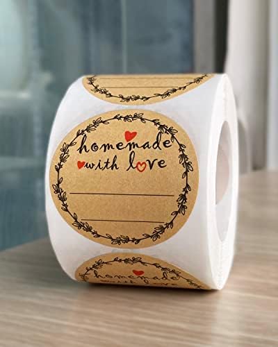 2" Homemade With Love Stickers, Kraft Jam and Jelly Jar Canning Labels With 2 Lines for Writing, Mason Jar Labels for Bottles, 500 per Roll - Image 7