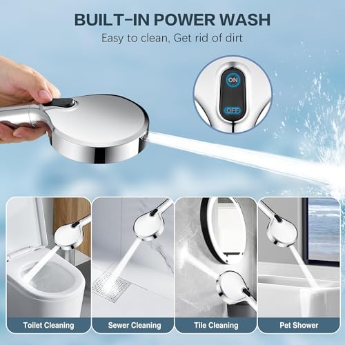 BRIGHT SHOWERS Filtered Shower Head with Handheld, High Pressure 9 Spray Mode Showerhead with Long Hose and Bracket, Water Softener Filters Beads for Hard Water - Removes Chlorine, Chrome - Image 6
