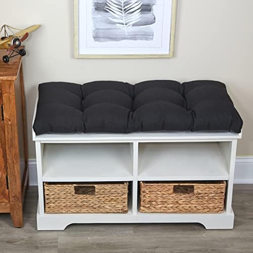 Klear Vu The Gripper Non-Slip Tufted Bench Cushion for Indoor Furniture, Assembled in USA, Entryway Storage, Bay Window, Corner Nook or Piano Seat, 33 Inches, Solid Black by KlearVUHomeTextiles