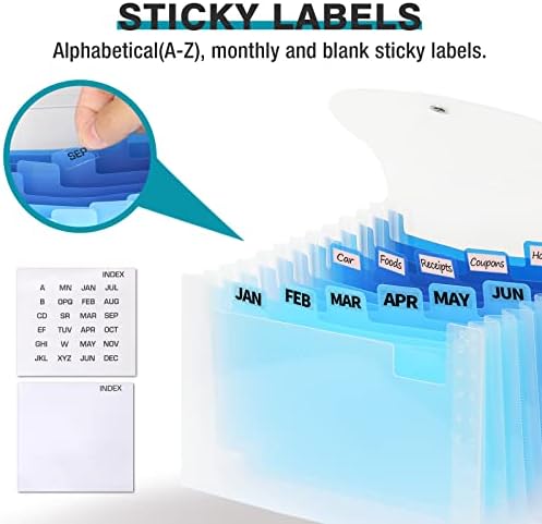 H4D Coupon Receipt Holder, 13 Pocket Accordion File Folder, 7 x 4.5, Blue - Image 3