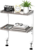Clamp On Desk Shelf 2-Tier, Wood Shelving Unit for Office Desk/Gaming Accessories, Tabletop Book Storage Rack, Shelf for Top of Desk, Grey by ART-GIFTREE