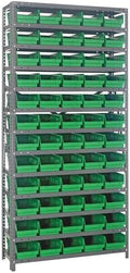 Quantum Storage Systems 1275-102GN Steel Shelving Unit with 4" Shelf Bins, 12" D x 36" W x 75" H, Green by QuantumStorageSystems