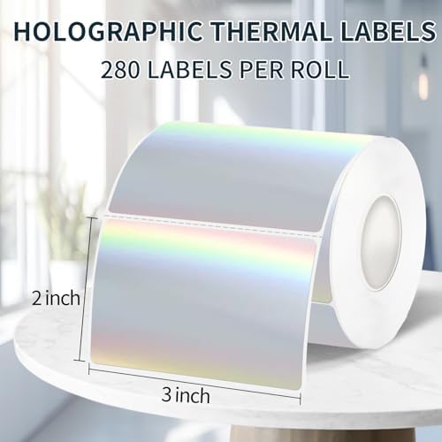 2" x 3" Holographic Thermal Label Stickers,Printable Rainbow Glitter Thermal Printer Sticker Labels for Gift Wrapping, Self-Adhesive Name Price Tag DIY Custom Logo Design (280 pcs) - Image 2