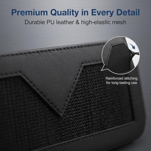 Car Seat Side Pocket Organizer, 9.45" x 3.94" Self-Adhesive Elastic Mesh Storage Pouch, PU Leather Car Interior Phone Cards Console Organizer, Universal for Most Cars SUVs (Black) - Image 4
