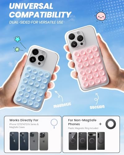 2Pack Magnetic Suction Phone Mount for MagSafe, Light Pink & Light Blue - Image 2