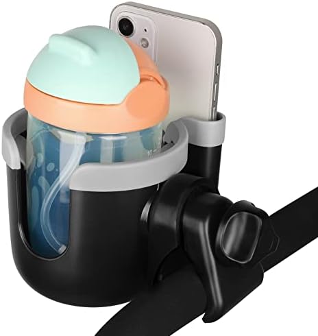 Accmor Stroller Cup Holder with Phone Holder, Bike Cup Holder, Universal Cup Holder for Uppababy Nuna Doona Strollers, 2-in-1 Cup Holder for Walker, Wheelchair, Scooter - Image 2
