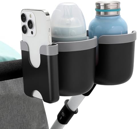 Accmor Stroller Cup Holder with Phone Holder, Bike Cup Holder, Walker Scooter Wheelchair Cup Holder Attachment, Universal Cup Holder for Uppababy Graco Strollers - Image 4