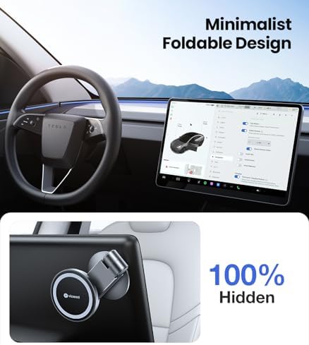 VICSEED Tesla Phone Mount【Strongest Magnet Power】Foldable Hidden Tesla Phone Holder Fit for All Phone, Tesla Model 3 Model Y for MagSafe Car Mount, Tesla Model 3 Accessories, Tesla Model Y Accessories - Image 2
