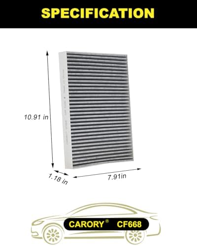 CARORY Cabin Air Filter w/Activated Carbon for Chrysler 300 (2011-2023), Dodge Charger (2011-2023), Challenger (2011-2023), OE# 68071668AA, CF11668, XC26176, C26176, CF668 - Image 2