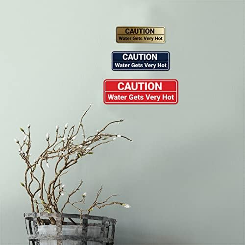 Standard Caution Water Gets Very Hot Sign (Brushed Gold) - Small 10 Pack - Image 4