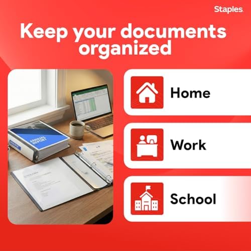 Staples Heavy-Duty 3-Inch D-Ring Binder, White, Holds 600 Sheets - Image 6