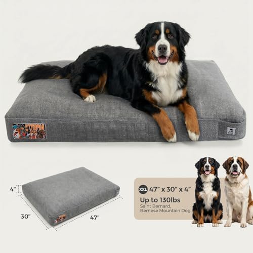 Sytopia 47 Inch Indestructible Dog Bed for XXL Dogs, Chew Proof Washable Pet Crate Pad with Removable Cover, Durable Waterproof Dog Bed Great for Indoor, Crate, Patio Use, Grey - Image 6