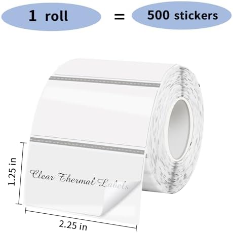 1.25" x 2.25" Transparent Thermal Label Stickers,Waterproof Thermal Printer Sticker Labels for Gift Wrapping, Self-Adhesive Name Price Tag DIY Custom Logo Design (500 pcs,Clear) - Image 2