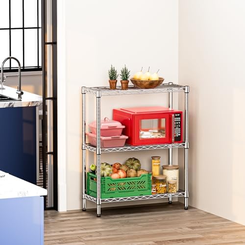 IZEUK 3-Tier Heavy Duty Steel Storage Shelves, Metal Shelf Wire Shelving Rack for Pantry, Kitchen, Home or Office Organization (29.5" W x 13.8" D x 35.5" H, 750LBS, Chrome) - Image 6