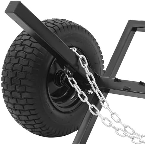 ATV Log Skidding Arch, 24" Dia Steel Log Dolly, 1500lbs Capacity Log Dolly Skidding Holder with Chain and 16" Pneumatic Tires for Farm, Commercial Wood Transport (Black, 1500lbs Capacity) - Image 3