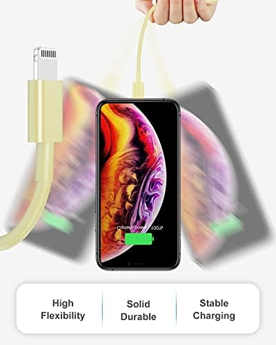 4 Pack [Apple MFi Certified] Apple Charging Cables 1ft, iPhone Chargers Lightning Cable 1 Foot, Fast iPhone Charging Cord for iPhone 14/14Pro/13/13Pro/12/11/11Pro/11Max/ X/XS/XR/XS Max/8, ipad(Yellow) - Image 4
