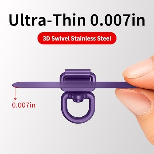 saxsion Phone Tether Tab & Lanyard Tab, 360° Swivel Clip - Ultra Thin Stainless Steel Universal Patch for All Phone Cases - Image 2
