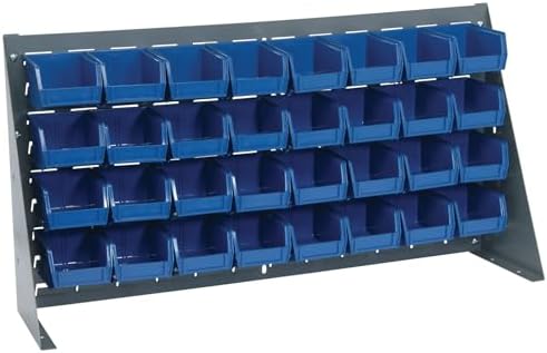 Quantum Storage Systems QBR-3619-210-32BL Ultra Bin Complete Bench Rack Package with 32 Ultra Bins, 36" x 8" x 19" , Blue by QuantumStorageSystems
