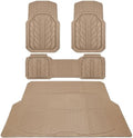 CAR PASS Floor Mats for Cars M-L Size, Heavy Duty Rubber Floor Mats with Trunk Cargo Liner, Universal Trim-to Fit Automotive Floor mats for Truck Van SUV Waterproof All Weather Car Mats All Beige by CARPASS